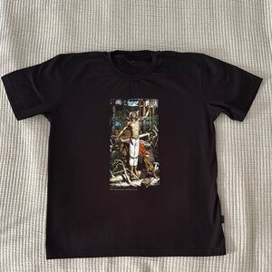 R Collection Black Graphic T-Shirt Vintage Finnish Design Size L